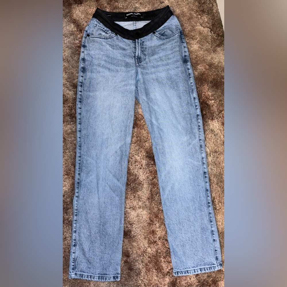 Social Tourist High Waisted Straight Leg Jeans